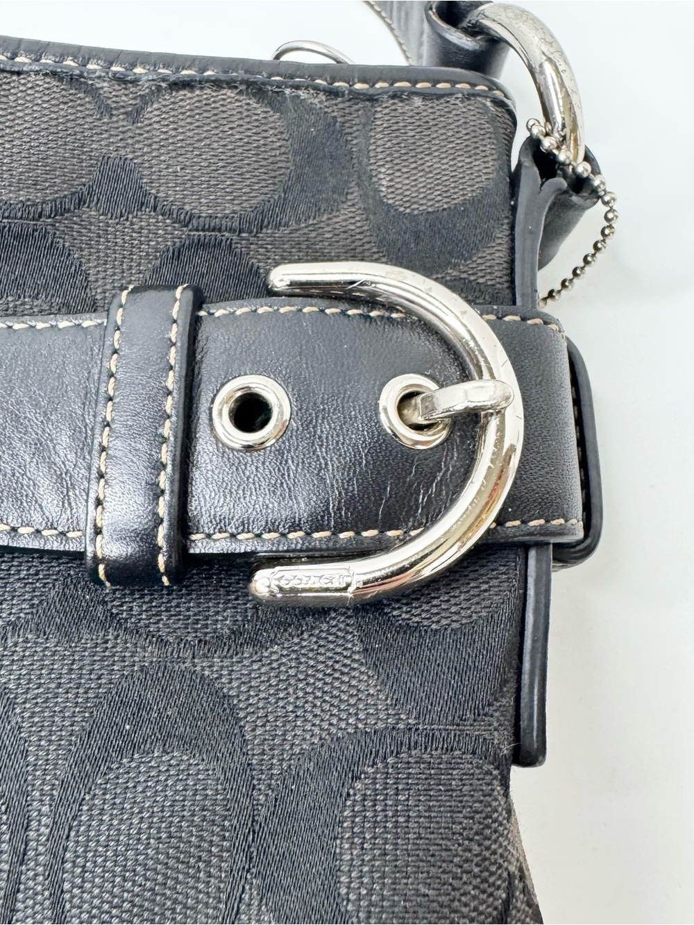 Vintage Coach Soho Signature Slim Jacquard Duffle Hobo Shoulder Bag Black #3577 - Picture 15 of 16